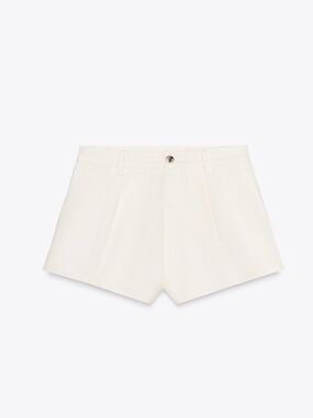 Zara Pleated Shorts ZW Collection (Ecru)